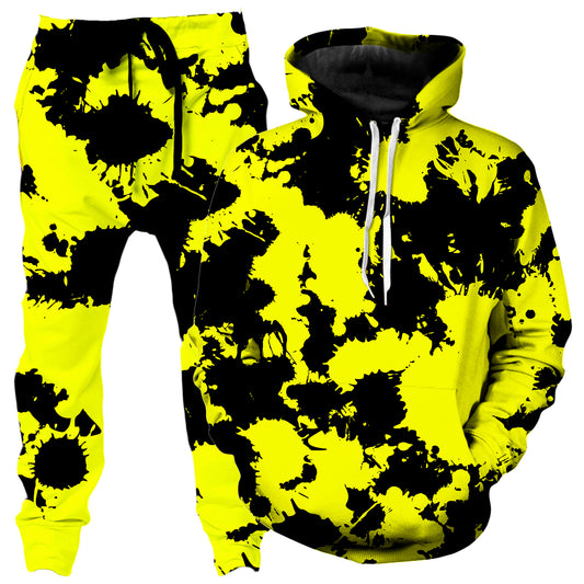 Yellow and Black Paint Splatter Hoodie and Joggers Combo, Big Tex Funkadelic, | iEDM