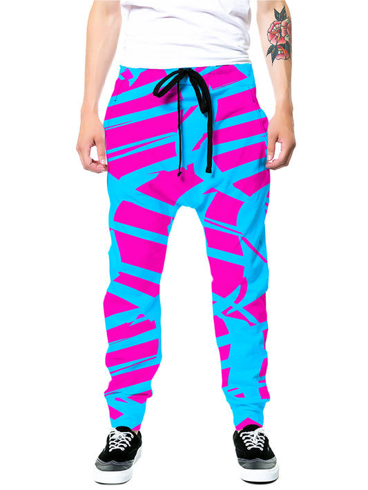 Pink and Blue Squiggly Rave Checkered Joggers, Big Tex Funkadelic, | iEDM