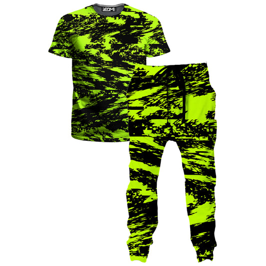 Black Lime Bolt Glitch T-Shirt and Joggers Combo, Big Tex Funkadelic, | iEDM