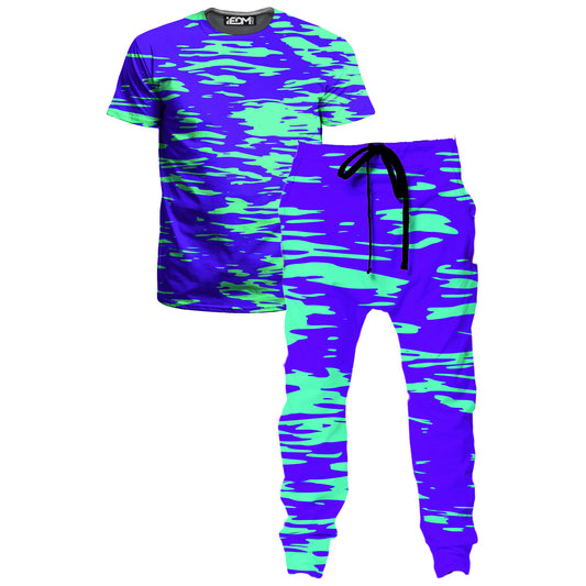 Purple Mint Rave Zebra Stripe T-Shirt and Joggers Combo, Big Tex Funkadelic, | iEDM