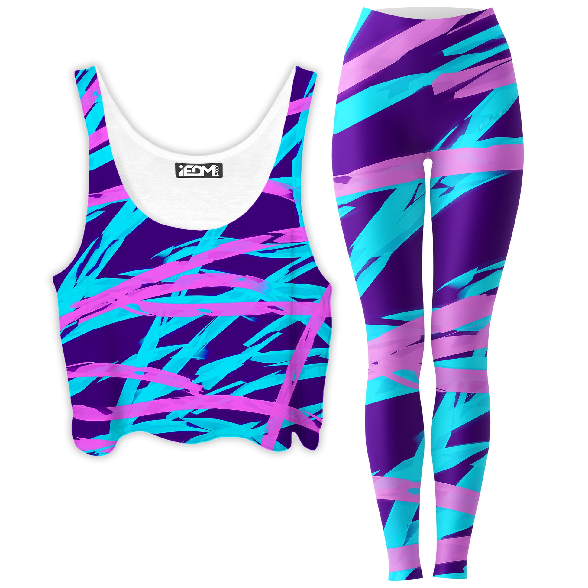Purple and Blue Rave Abstract Crop Top and Leggings Combo | iEDM