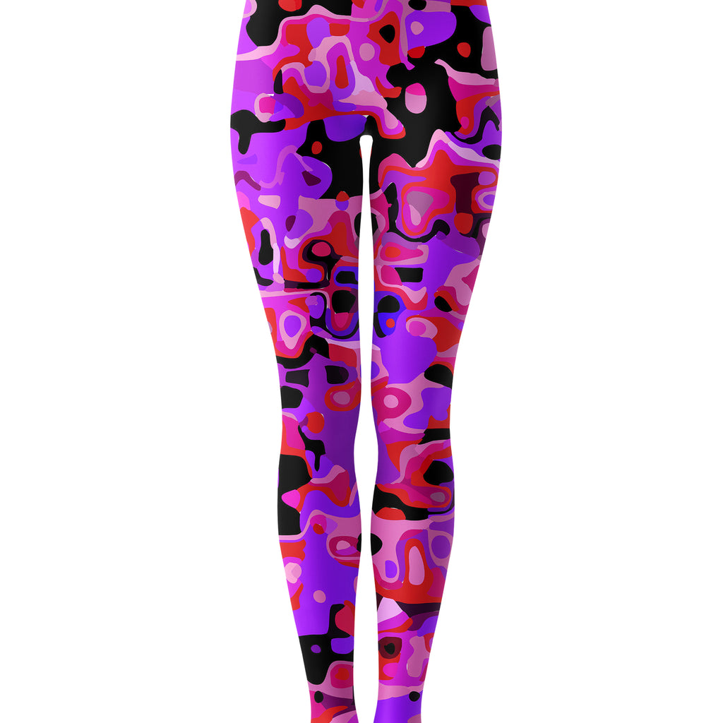 Purple Red and Black Rave Camo Melt Zip-Up Hoodie and Leggings Combo, Big Tex Funkadelic, | iEDM