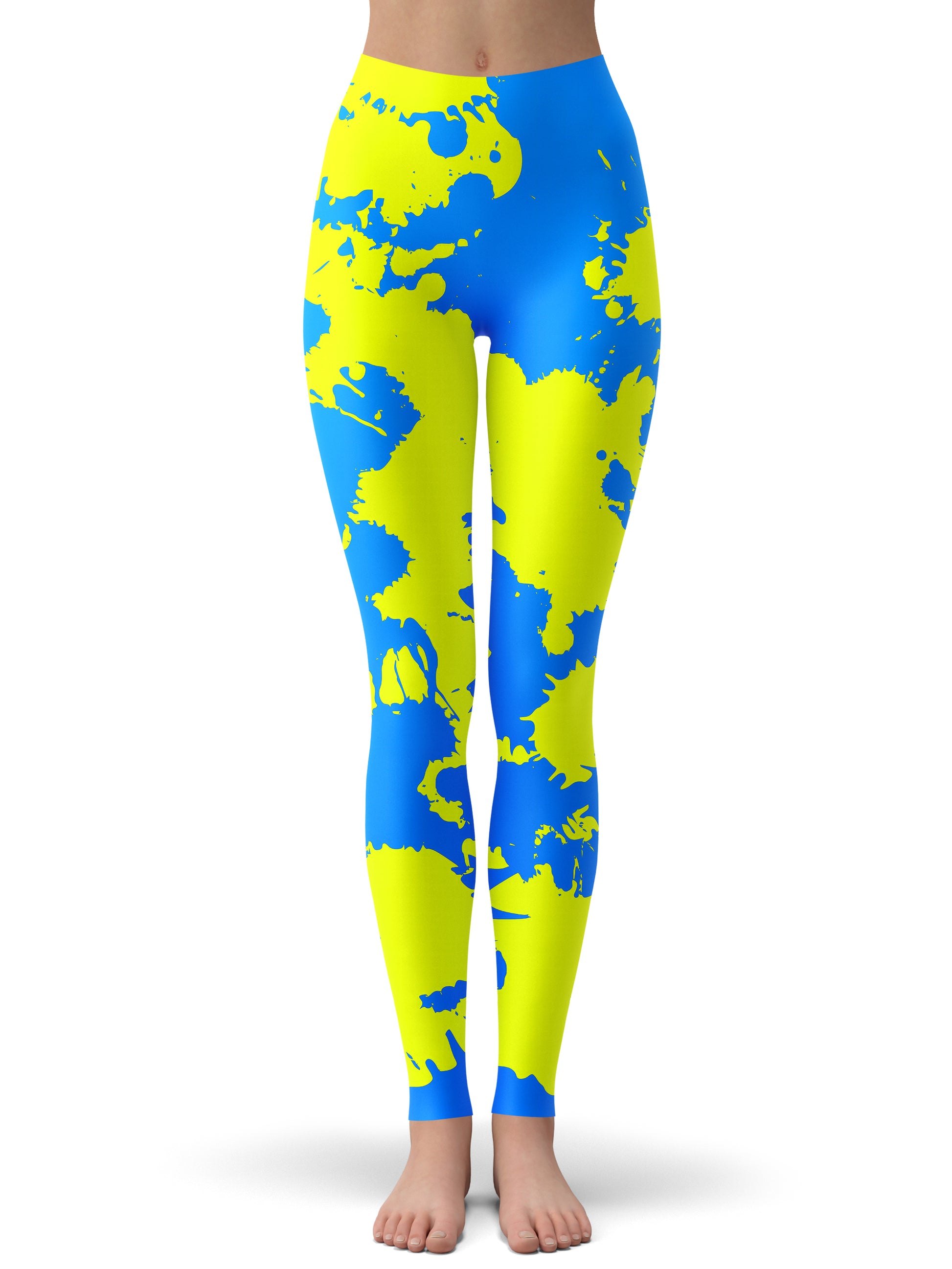 Yellow and Blue Paint Splatter Zip-Up Hoodie and Leggings Combo, Big Tex Funkadelic, | iEDM