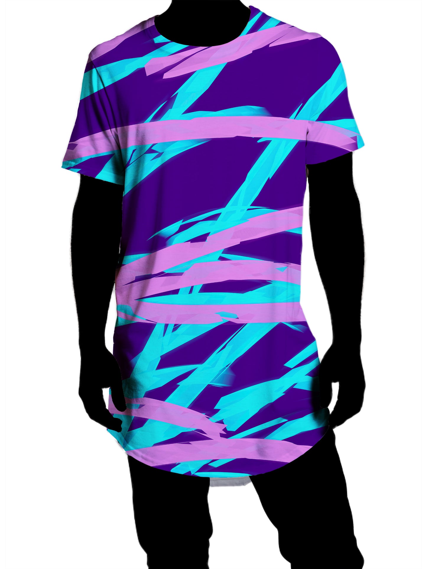 Purple and Blue Rave Abstract Drop Cut T-Shirt, Big Tex Funkadelic, | iEDM