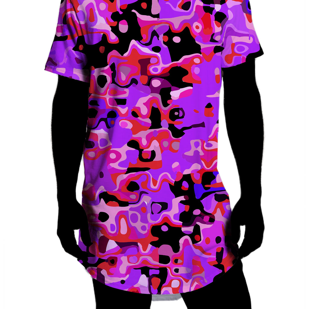 Purple Red and Black Rave Camo Melt Drop Cut T-Shirt, Big Tex Funkadelic, | iEDM