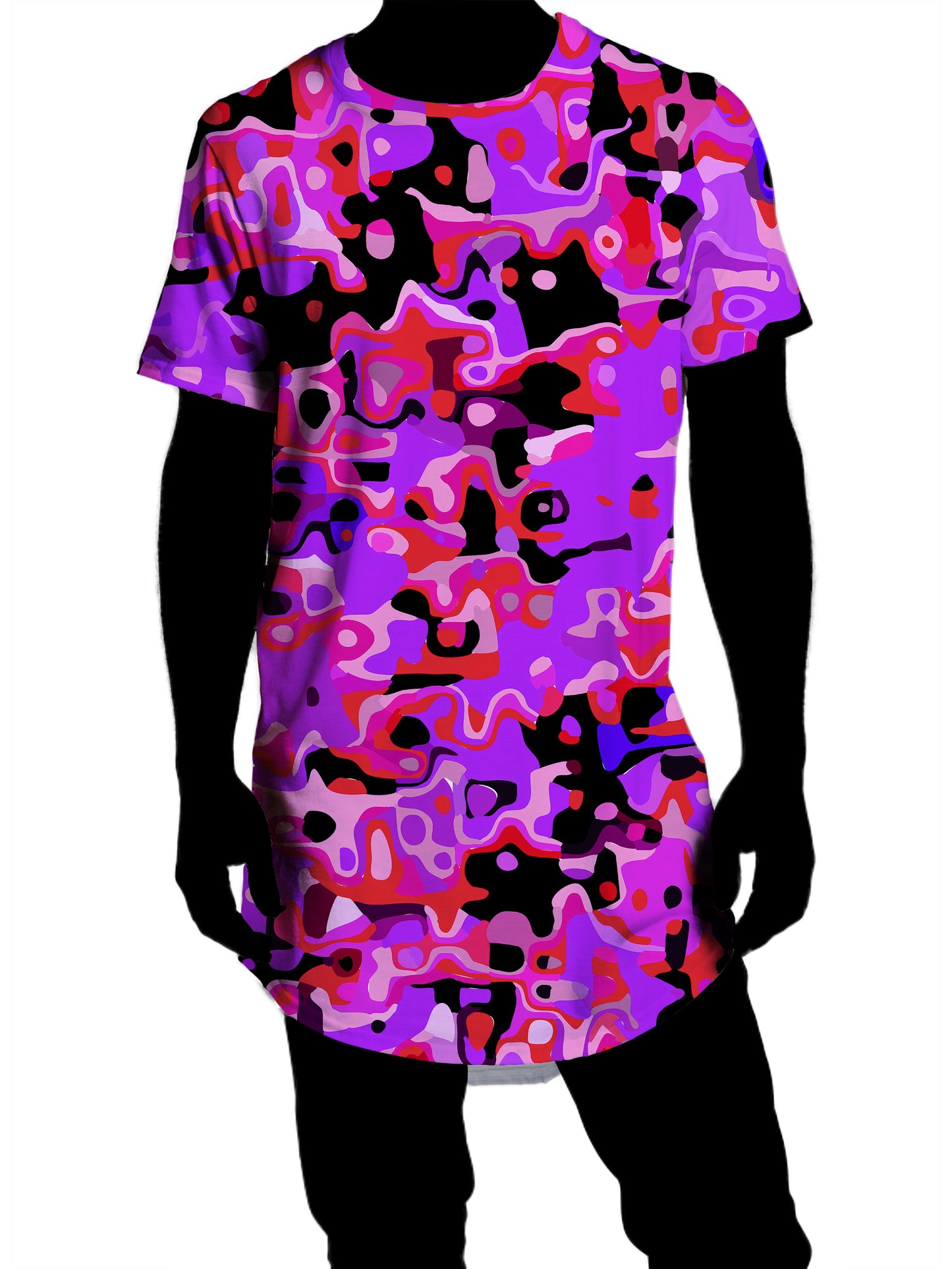 Purple Red and Black Rave Camo Melt Drop Cut T-Shirt, Big Tex Funkadelic, | iEDM