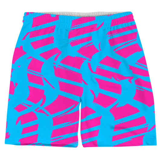 Pink and Blue Squiggly Rave Checkered Weekend Shorts, Big Tex Funkadelic, | iEDM