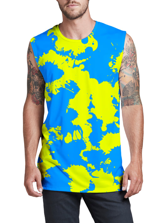 Yellow and Blue Paint Splatter Men's Muscle Tank, Big Tex Funkadelic, | iEDM