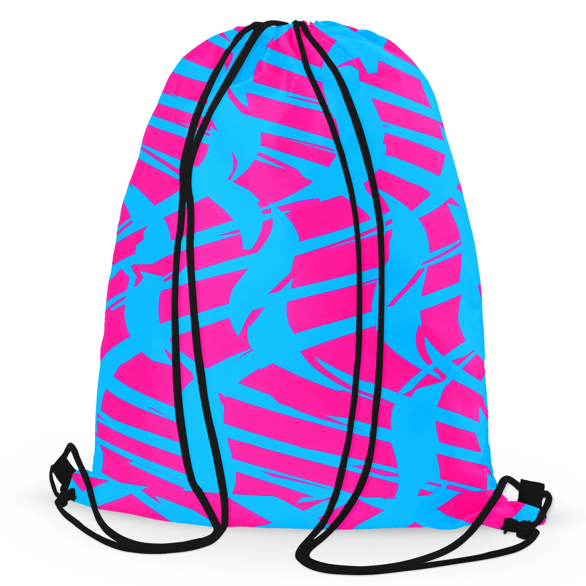 Pink and Blue Squiggly Rave Checkered Drawstring Bag, Big Tex Funkadelic, | iEDM