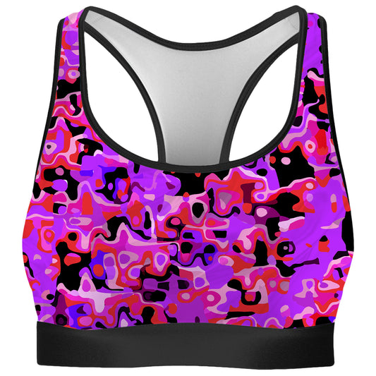 Purple Red and Black Rave Camo Melt Rave Bra, Big Tex Funkadelic, | iEDM