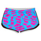 Pink and Blue Squiggly Rave Checkered Women's Retro Shorts, Big Tex Funkadelic, | iEDM