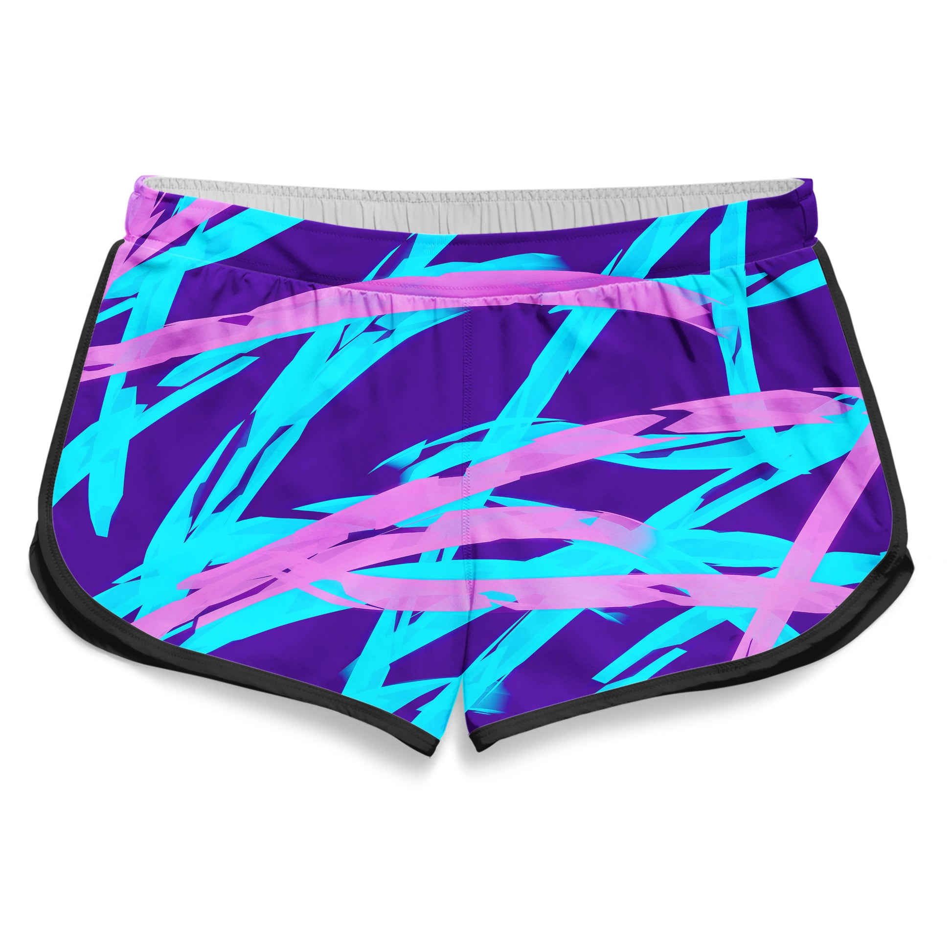 Purple and Blue Rave Abstract Women's Retro Shorts, Big Tex Funkadelic, | iEDM