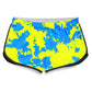 Yellow and Blue Paint Splatter Women's Retro Shorts, Big Tex Funkadelic, | iEDM
