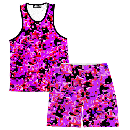 Purple Red and Black Rave Camo Melt Tank and Shorts Combo, Big Tex Funkadelic, | iEDM