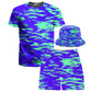 Purple Mint Rave Zebra Stripe T-Shirt and Shorts with Bucket Hat Combo, Big Tex Funkadelic, | iEDM