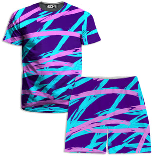 Big Tex Funkadelic - Purple and Blue Rave Abstract T-Shirt and Shorts Combo