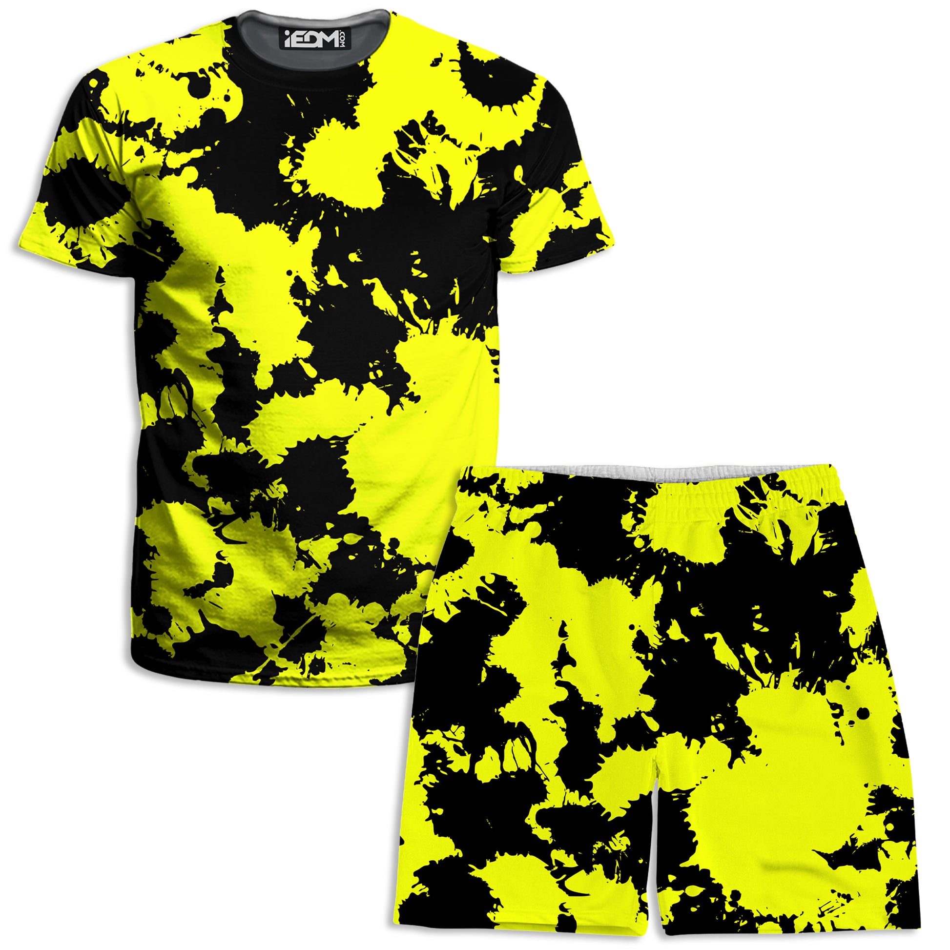 Yellow and Black Paint Splatter T-Shirt and Shorts Combo, Big Tex Funkadelic, | iEDM