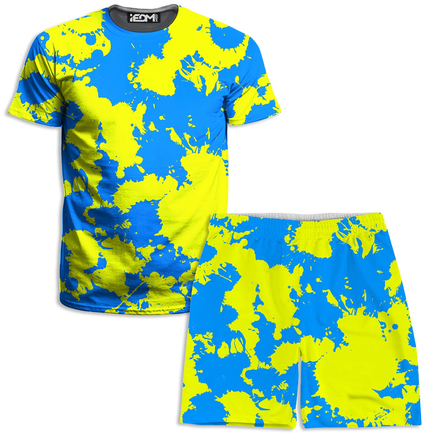 Yellow and Blue Paint Splatter T-Shirt and Shorts Combo, Big Tex Funkadelic, | iEDM