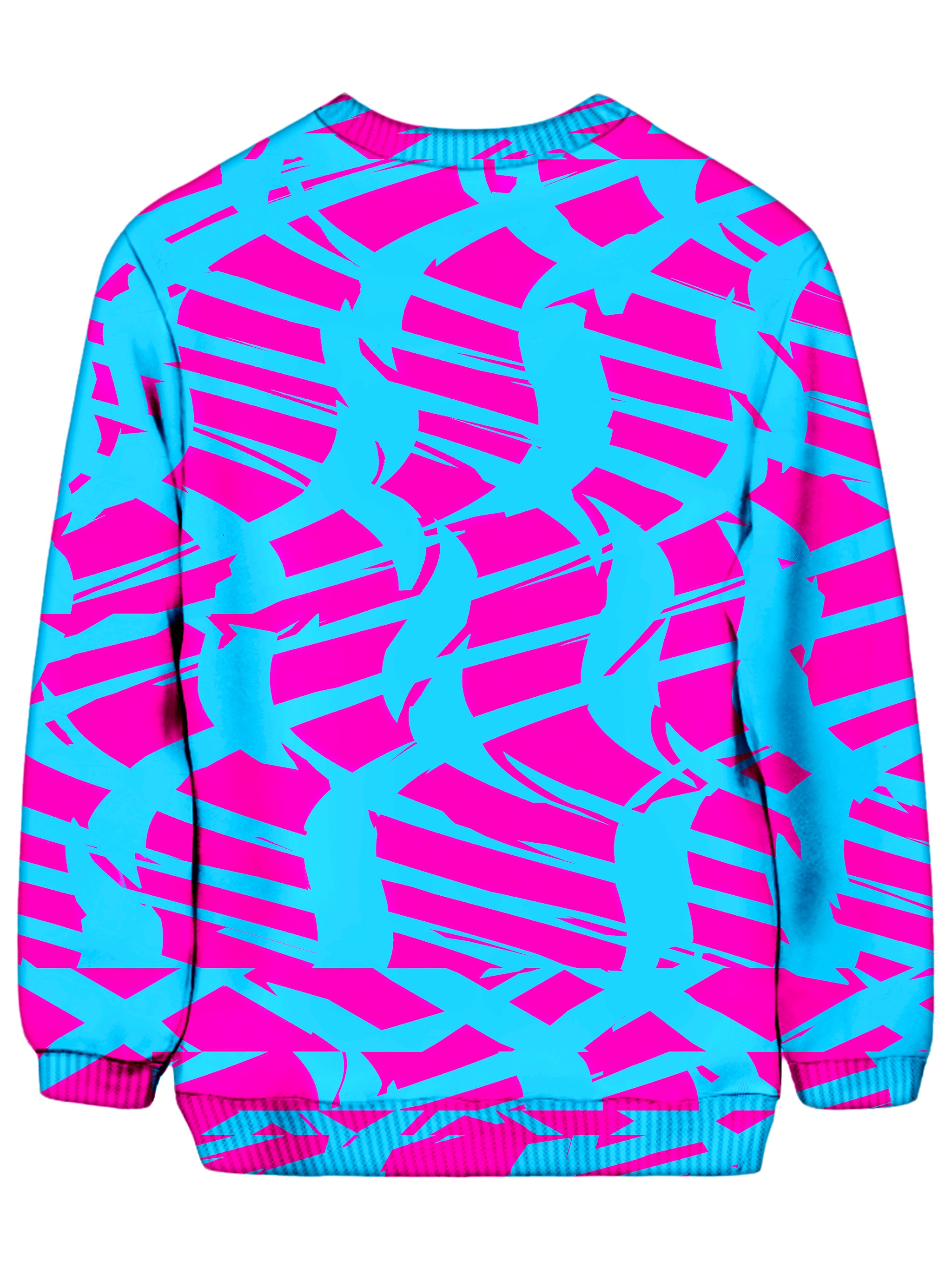 Pink and Blue Squiggly Rave Checkered Sweatshirt Small