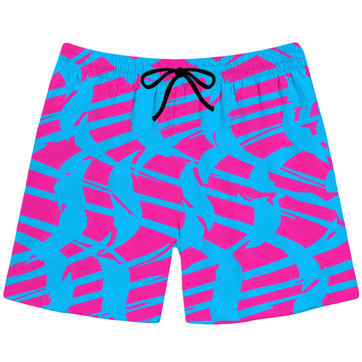 Pink and Blue Squiggly Rave Checkered Swim Trunks, Big Tex Funkadelic, | iEDM