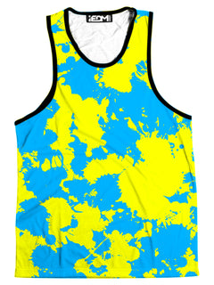 Big Tex Funkadelic - Yellow and Blue Paint Splatter Men's Tank