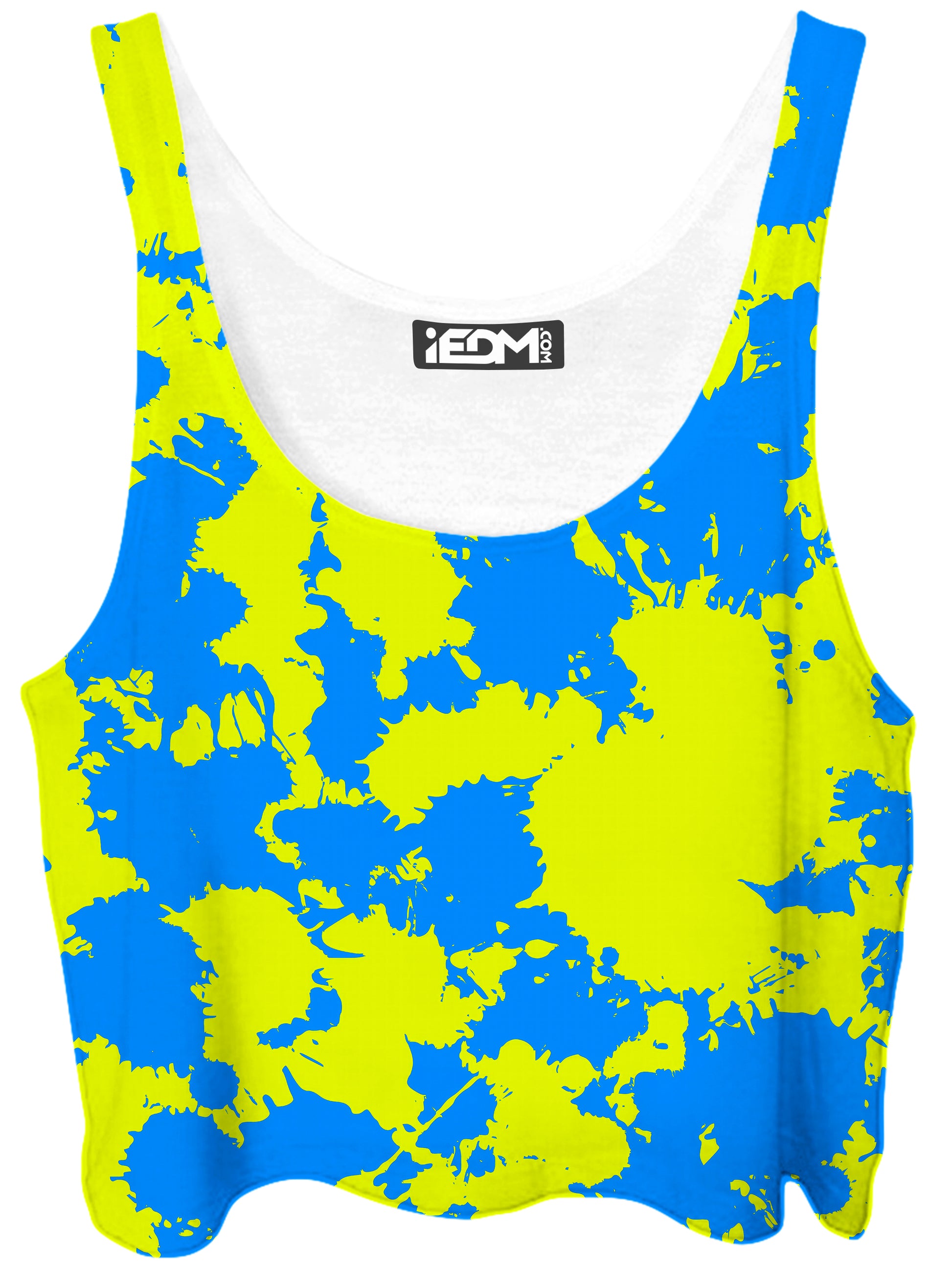 Yellow and Blue Paint Splatter Crop Top, Big Tex Funkadelic, | iEDM