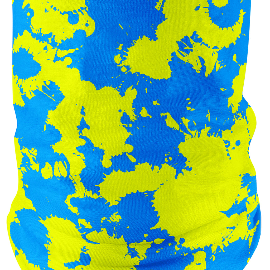 Yellow and Blue Paint Splatter Bandana Mask, Big Tex Funkadelic, | iEDM