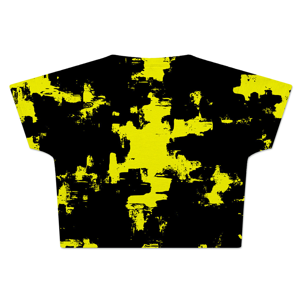 Black and Yellow Abstract Crop Tee, Big Tex Funkadelic, | iEDM