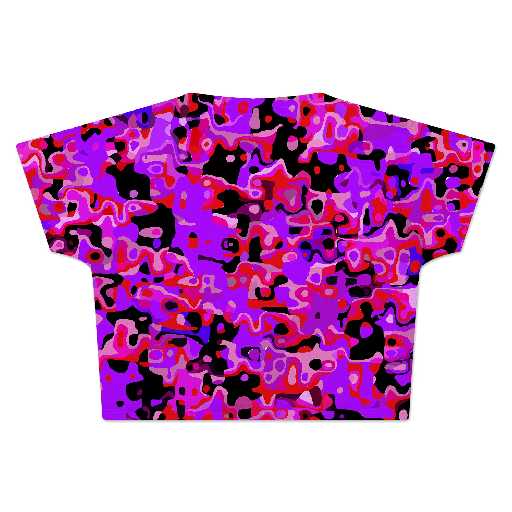 Purple Red and Black Rave Camo Melt Crop Tee, Big Tex Funkadelic, | iEDM