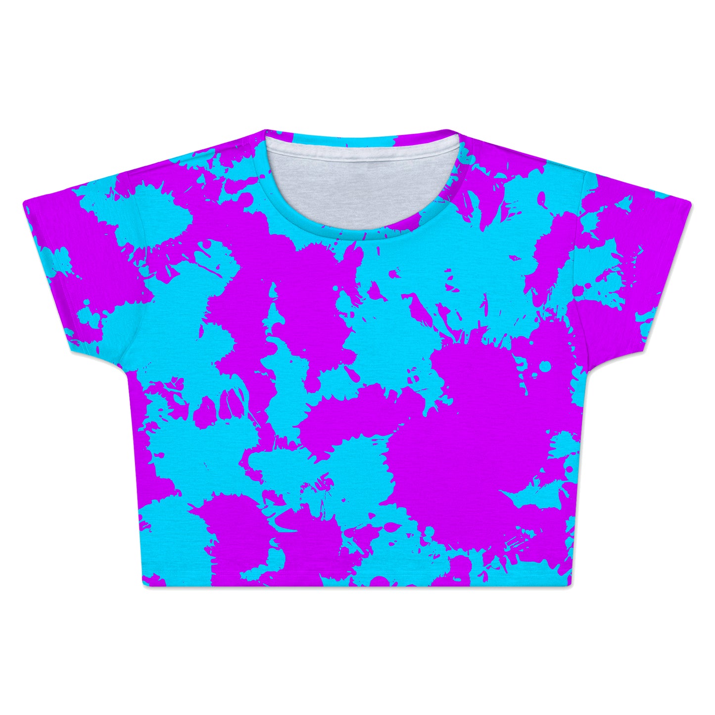 Blue and Purple Paint Splatter Crop Tee, Big Tex Funkadelic, | iEDM