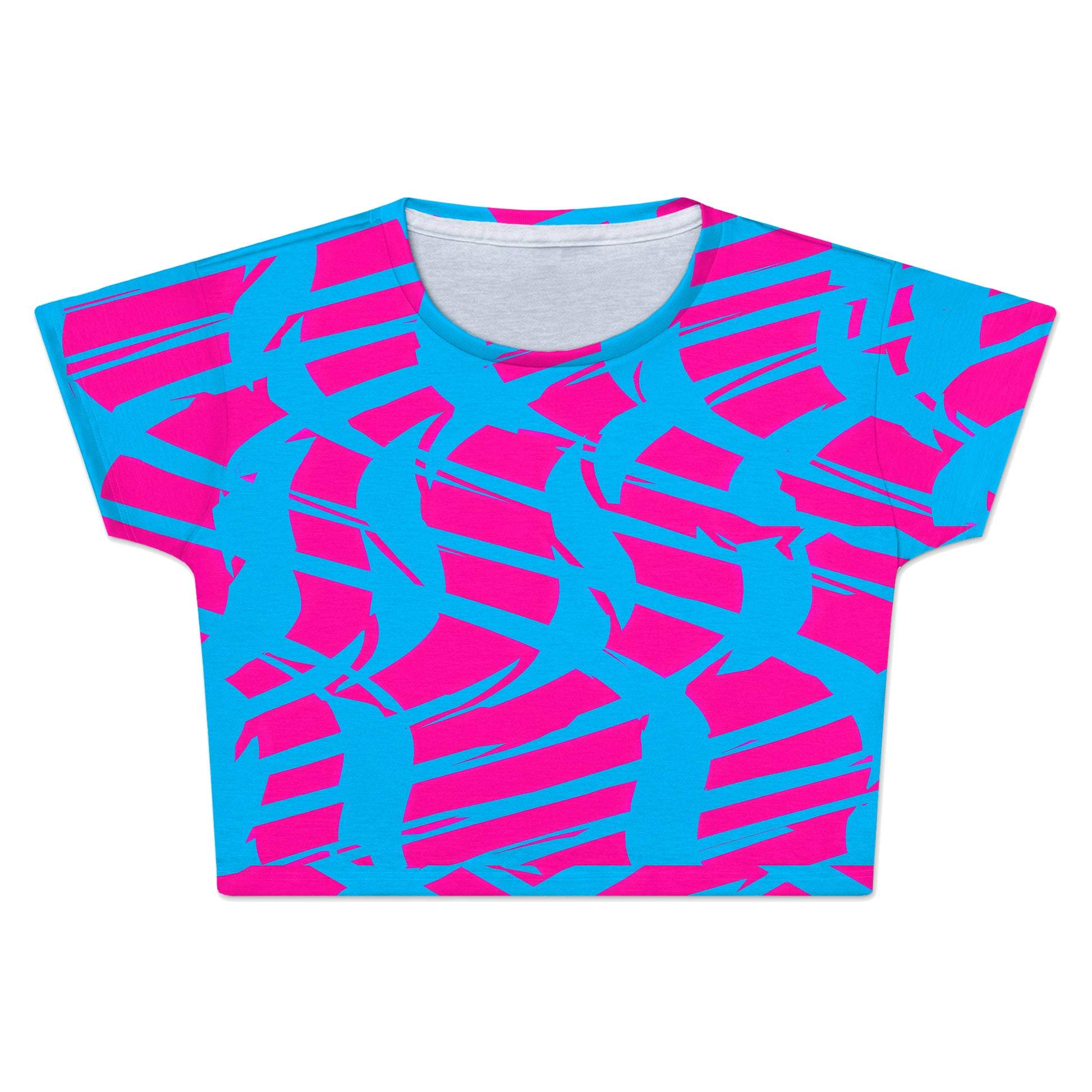 Pink and Blue Squiggly Rave Checkered Crop Tee, Big Tex Funkadelic, | iEDM