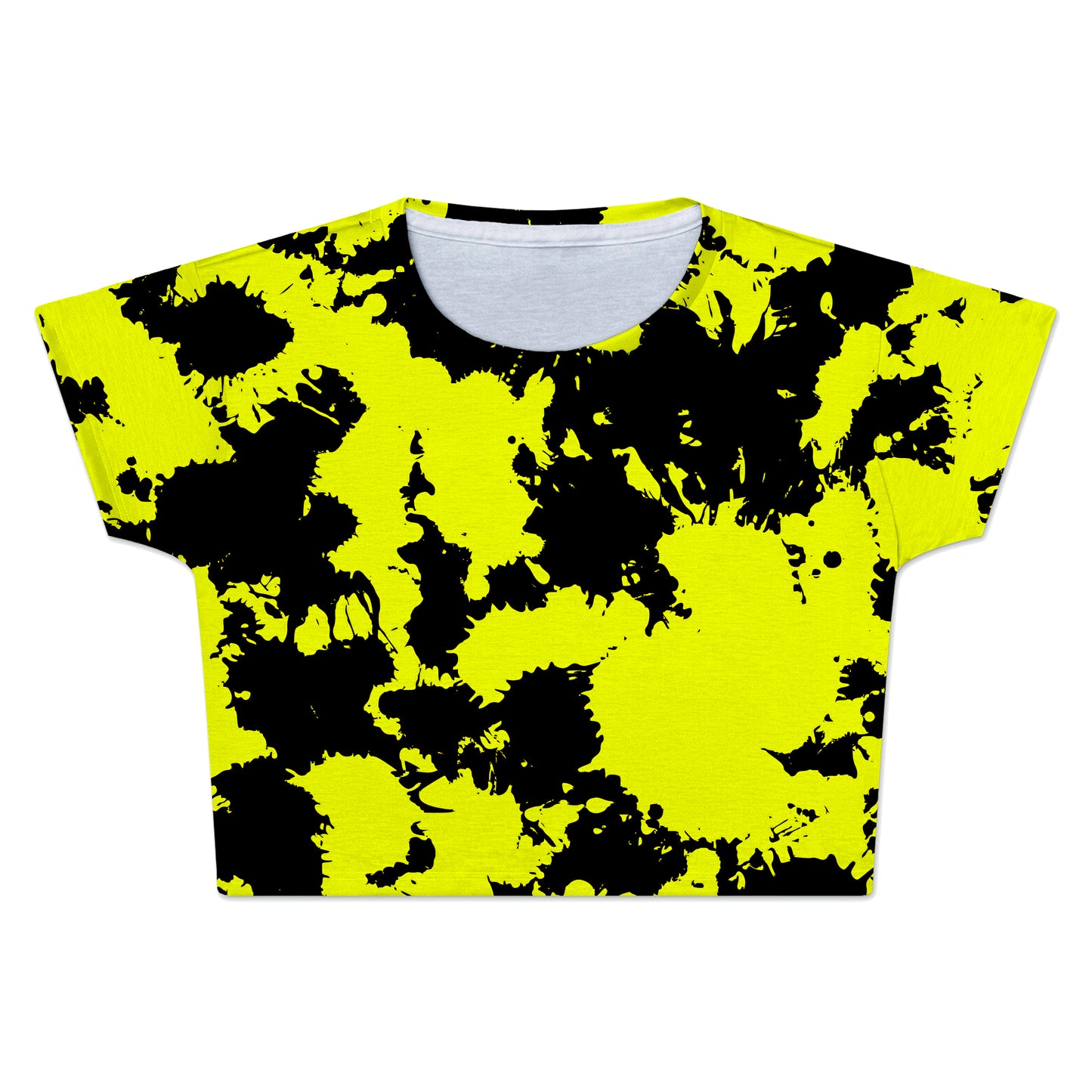 Yellow and Black Paint Splatter Crop Tee, Big Tex Funkadelic, | iEDM
