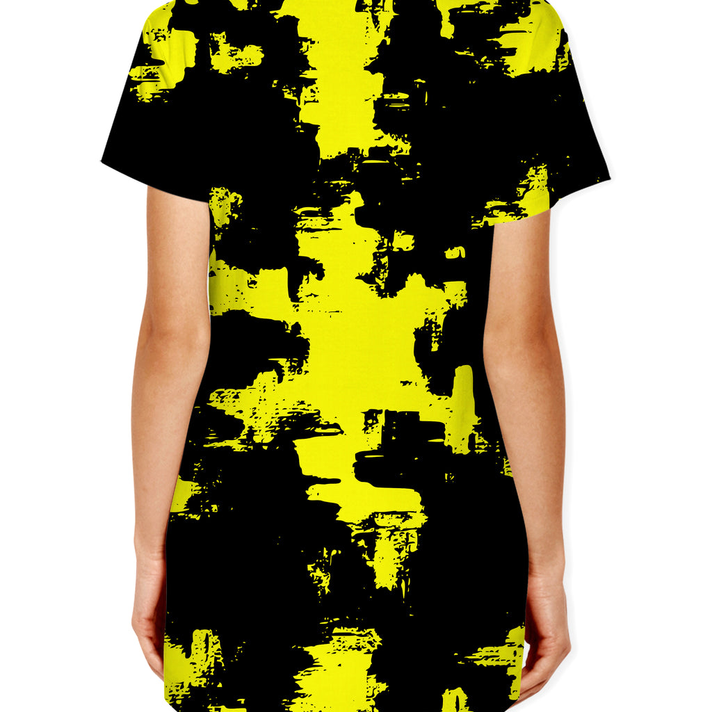 Black and Yellow Abstract Drop Cut T-Shirt, Big Tex Funkadelic, | iEDM