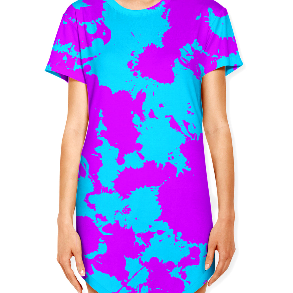 Blue and Purple Paint Splatter Drop Cut T-Shirt, Big Tex Funkadelic, | iEDM