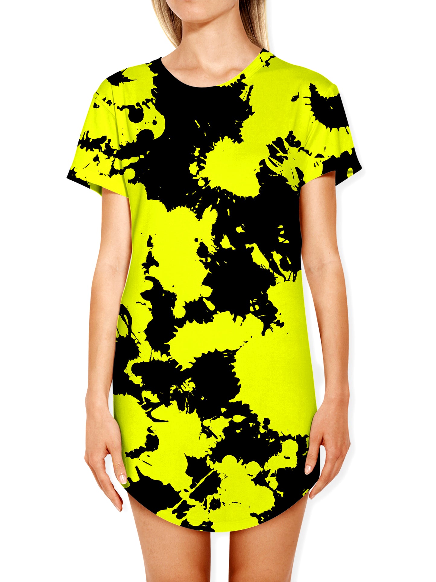 Yellow and Black Paint Splatter Drop Cut T-Shirt, Big Tex Funkadelic, | iEDM