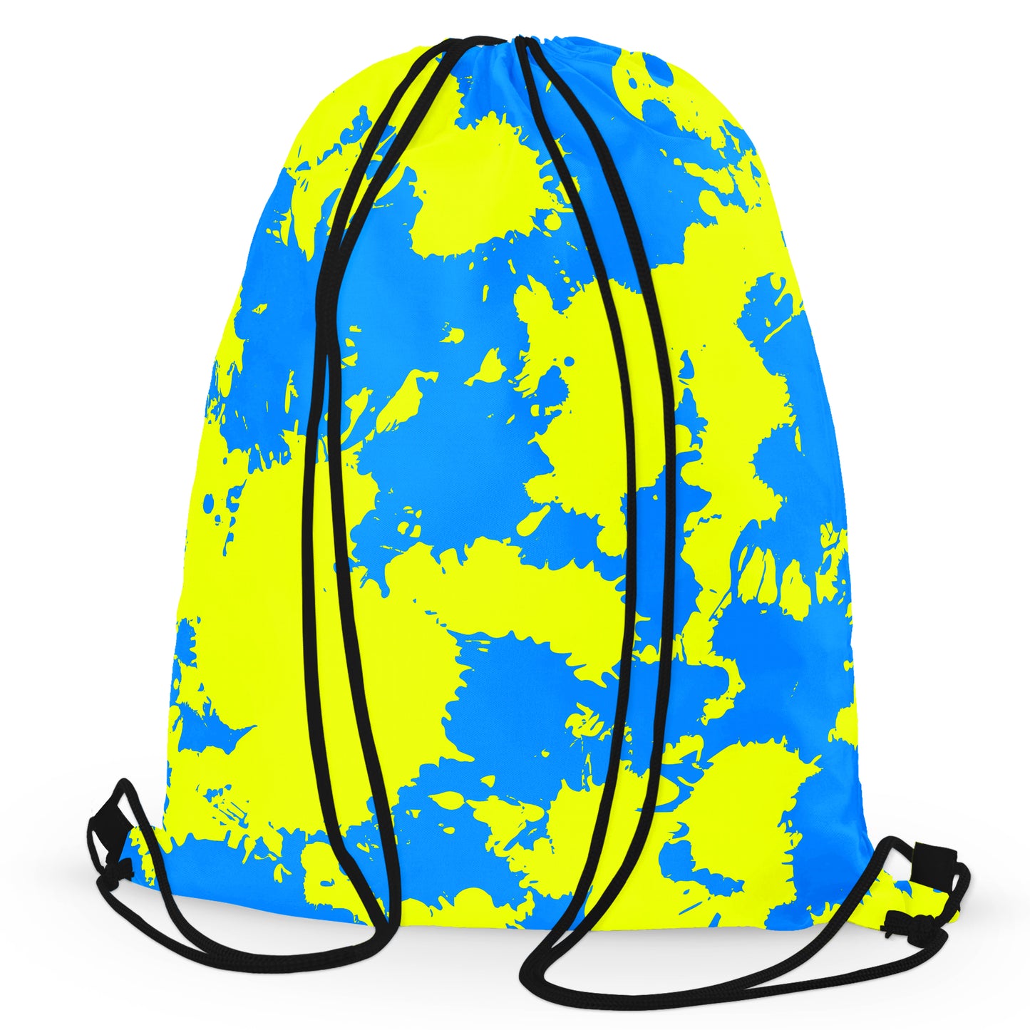 Yellow and Blue Paint Splatter Drawstring Bag, Big Tex Funkadelic, | iEDM