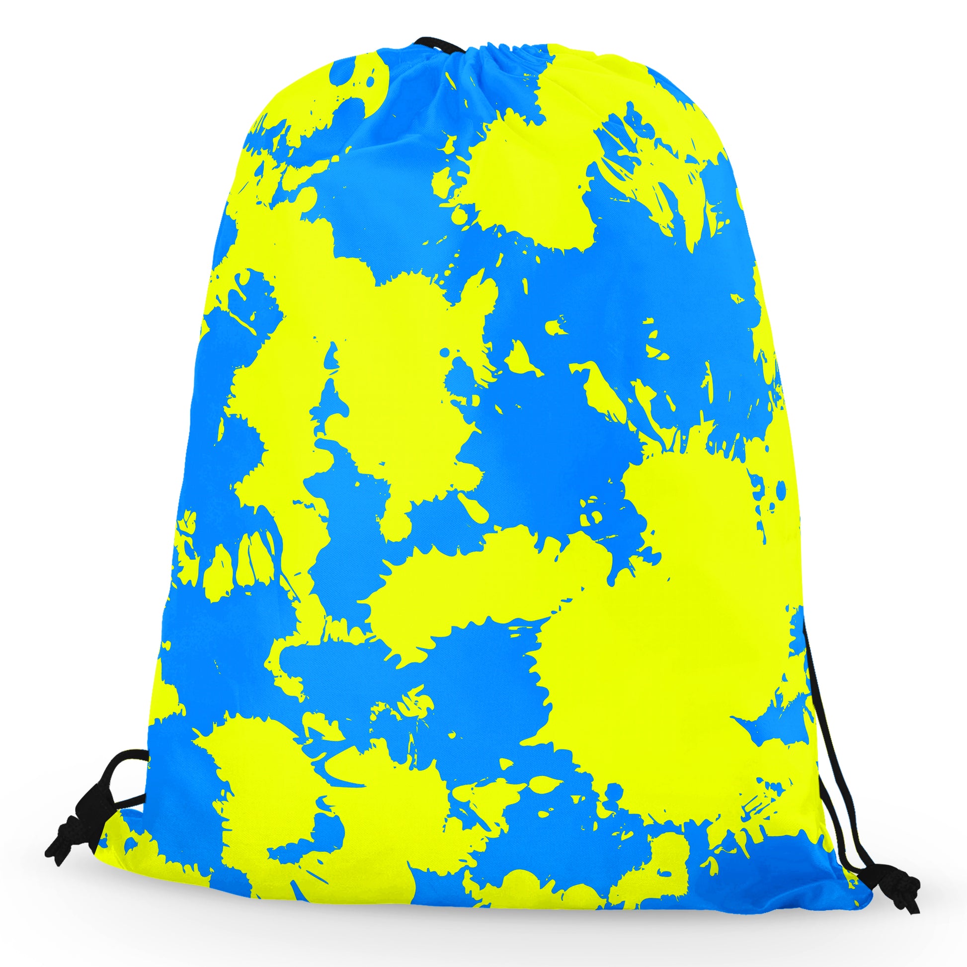 Yellow and Blue Paint Splatter Drawstring Bag, Big Tex Funkadelic, | iEDM