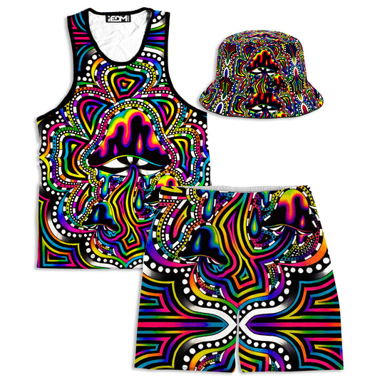 Briz Shroomz Men's Tank and Shorts with Bucket Hat Combo, BrizBazaar, | iEDM
