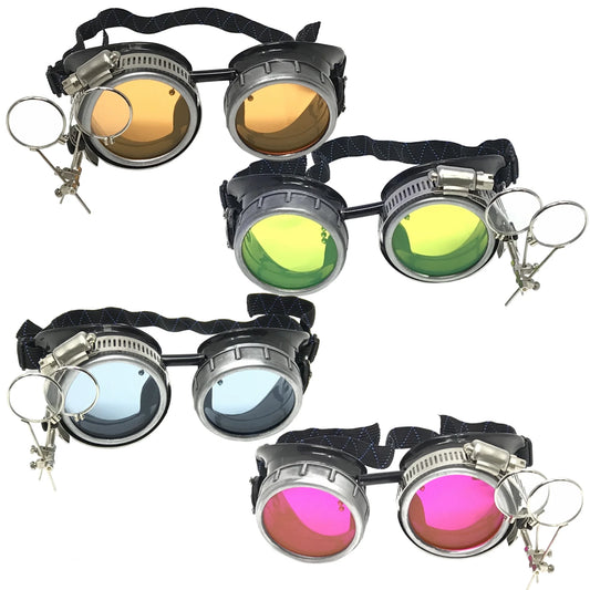 Steampunk Metallic Goggles With Magnifying Eye Loupes Pastel Goth Punk - iEDM
