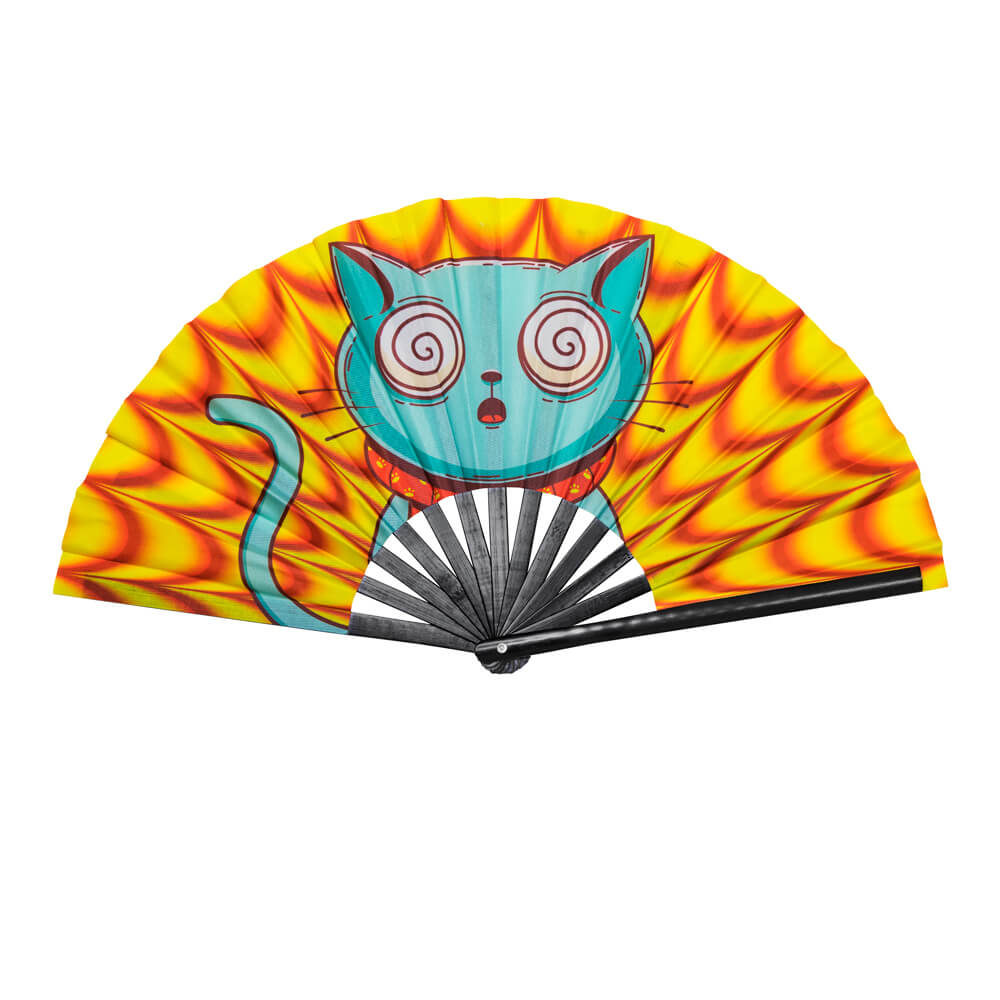 Trippy Kitty Festival Folding Fan, GloFX, | iEDM
