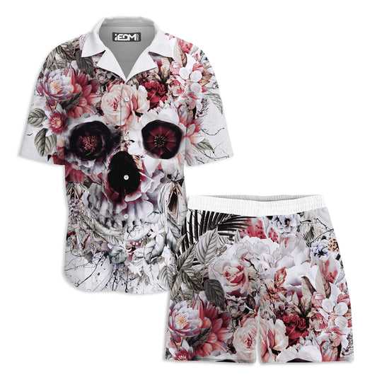 Floral Skull Lounge Shirt and Shorts Combo - iEDM