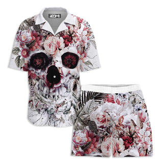 Riza Peker - Floral Skull Lounge Shirt and Shorts Combo