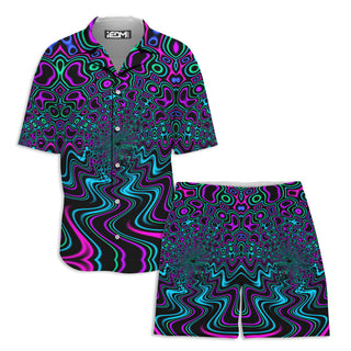Psychedelic Pourhouse - Fractal River Lounge Shirt and Shorts Combo