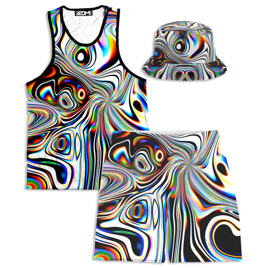 Oil Aura Tank and Shorts with Bucket Hat Combo, Glass Prism Studios, | iEDM