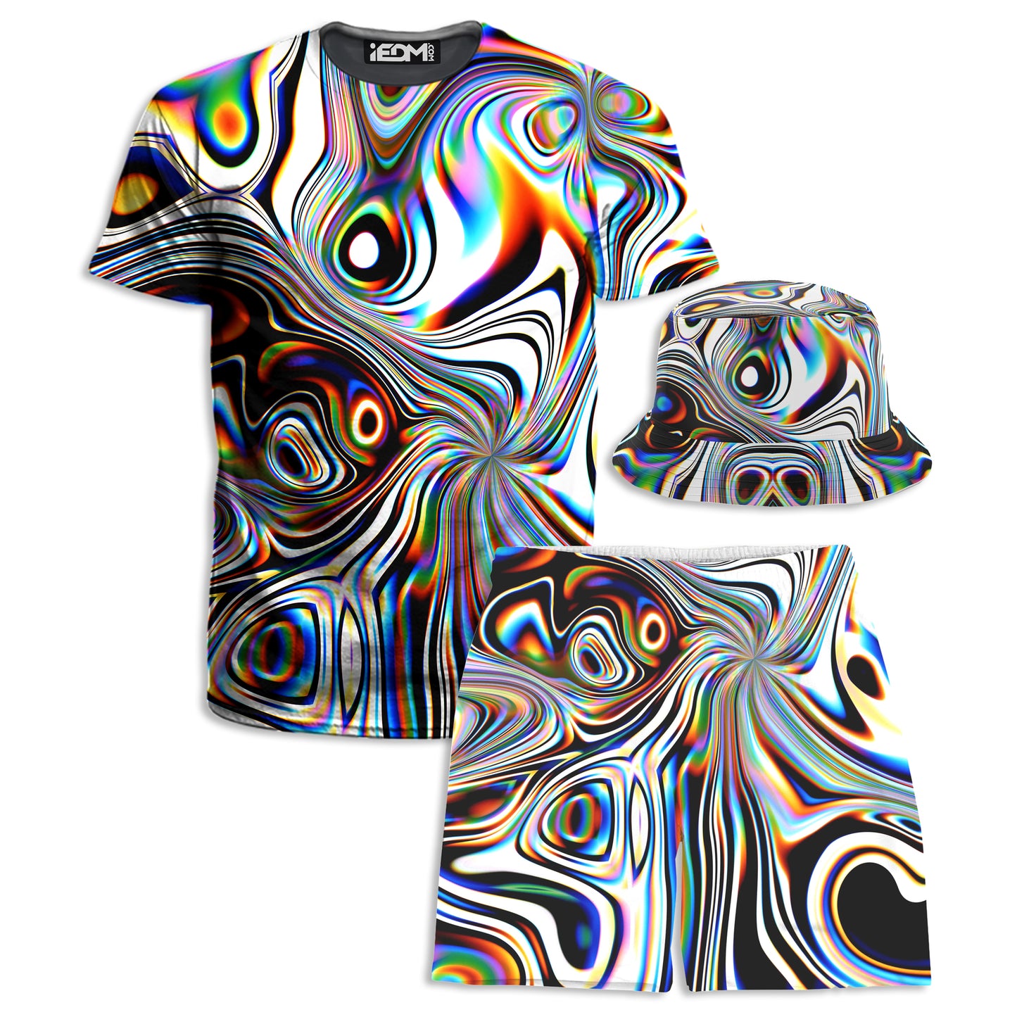 Oil Aura T-Shirt and Shorts with Bucket Hat Combo, Glass Prism Studios, | iEDM