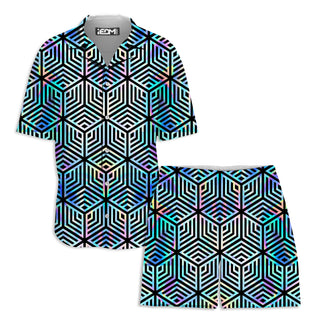 Noctum X Truth - Holographic Hexagon Lounge Shirt and Shorts Combo