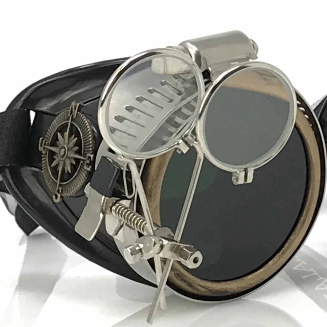 Steampunk Goggles With Magnifying Loupes Black Lenses - iEDM