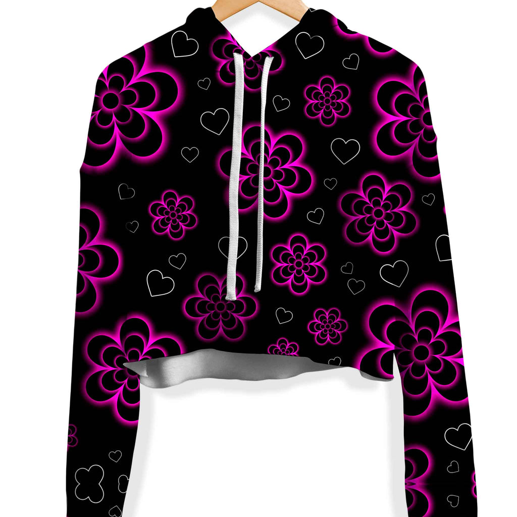 Tekno Flower Fleece Crop Hoodie, Nakari Studios, | iEDM