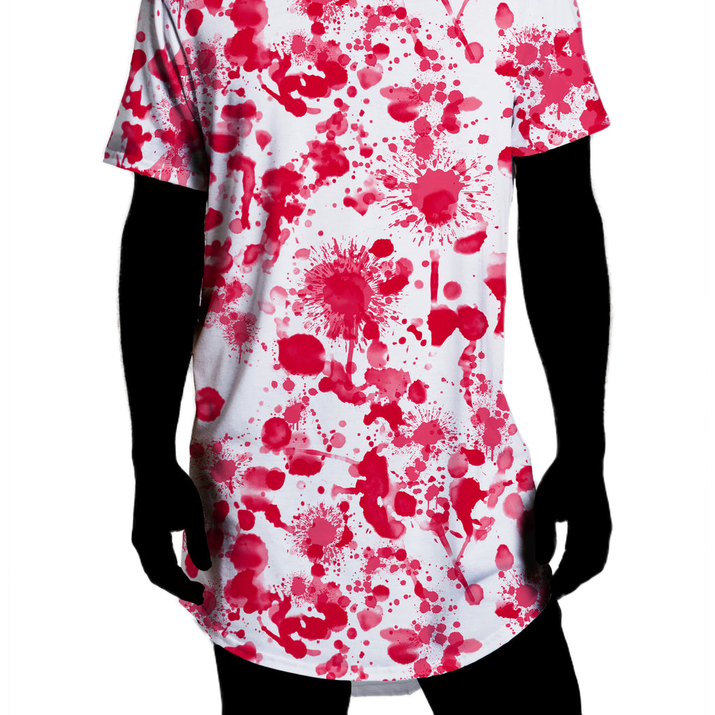White Blood Print Drop Cut T-Shirt, Nakari Studios, | iEDM