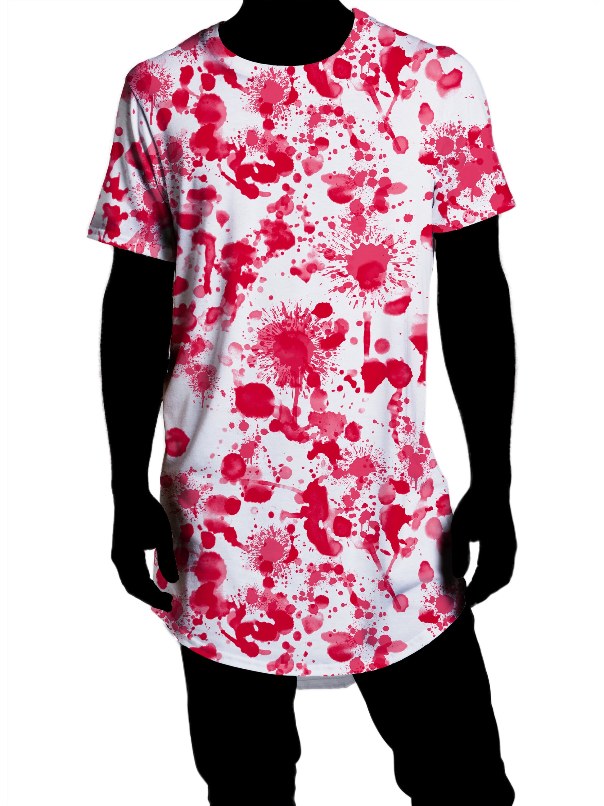 White Blood Print Drop Cut T-Shirt, Nakari Studios, | iEDM